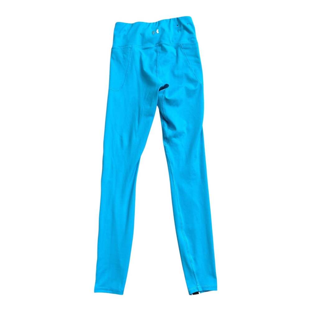 Under Armour Leggings Womens S Blue Black Fitted Side Stripe High Rise Pockets - Picture 2 of 6
